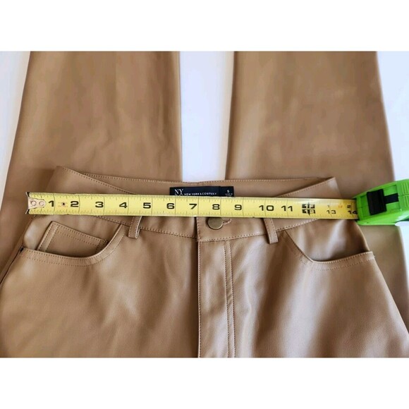 NY & Co. Faux Leather Pants Sz S Light Brown High Rise Vegan Trousers High Rise - Picture 4 of 7